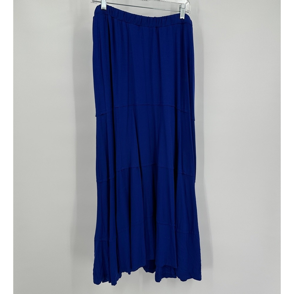 Womens Boho Tiered Maxi Skirt Size 1X Minimalist Modest Flowy Travel Royal‎ Blue